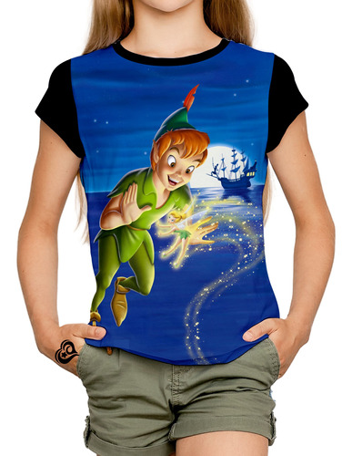Camiseta Peter Pan Feminina Infantil Pirata Desenho Blusa