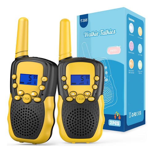 Walkie Talkies Para Niños 22 Canales Radio Negro Amarillo