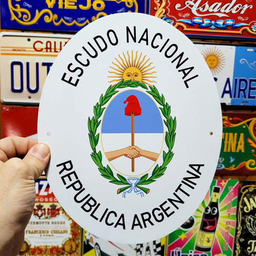 Cartel De Chapa Escudo Nacional Argentino Apto Exterior 