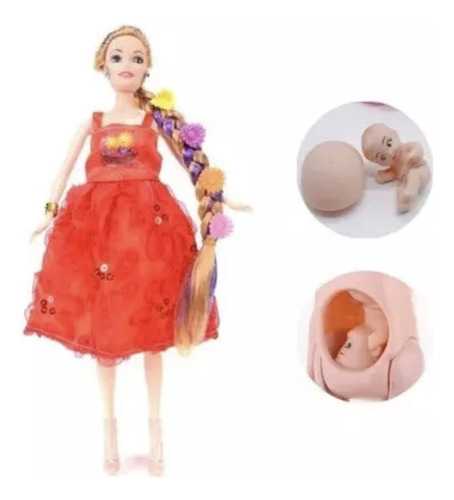 Muñeca Embarazada Con Bebe Happy Family Accesorios