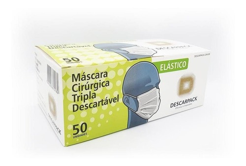 Mascara Descartável Descarpack Tripla C/50un Cor Branco