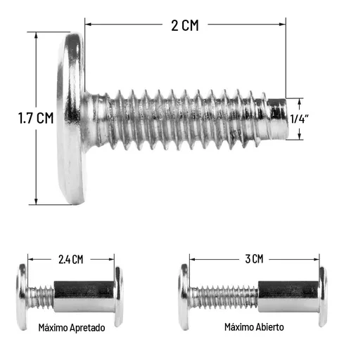 Tornillo Conector Tuerca Union Muebles 7cm X 1/4 100pzs