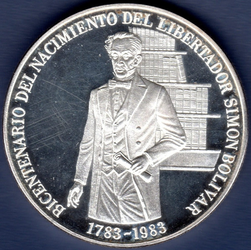 Imagen 1 de 2 de Moneda Plata Del Bicentenario Del Nacimiento Del Libertador