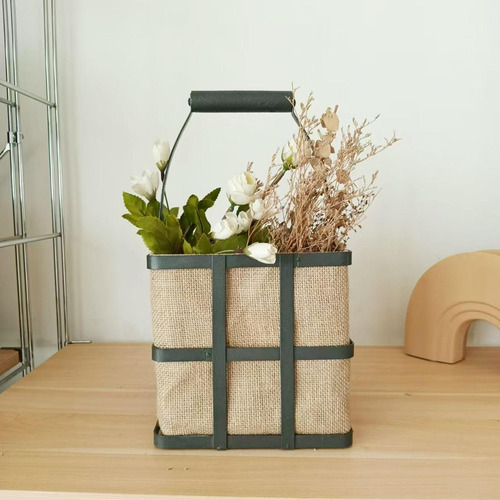 Cesta De Almacenamiento De Yute Con Asa Para Llevar, Cesta.