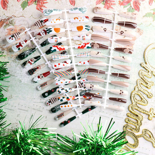 Uñas Postizas, Uñas Press On, 24 Unidades, Christmas Nails