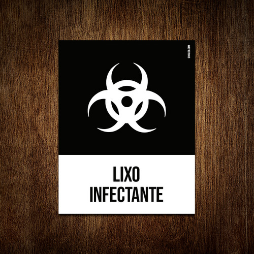 Placa Sinalização Ícone - Lixo Infectante 27x35