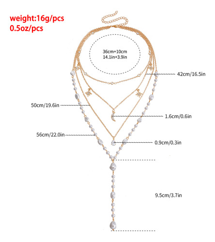 Collar De Perlas Multicapa De Alto Brillo For Mujer