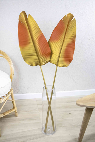 Hoja Strelitzia Dorada Artificial 125cm Calidad Premium
