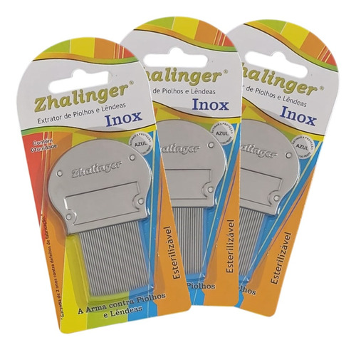 Kit 3 Un - Pente Fino Para Piolhos Aço Inox - Zhalinger