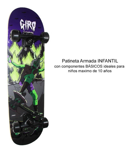 Patineta Armada Infantil Zombie + Stikers