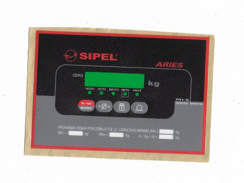 Panel Adhesivo Indicadores Sipel Aries Original - 4 Teclas