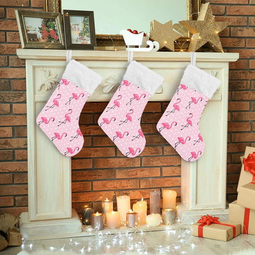 Medias De Navidad Flamenco Puntos Blancos 45 Cm Decoración