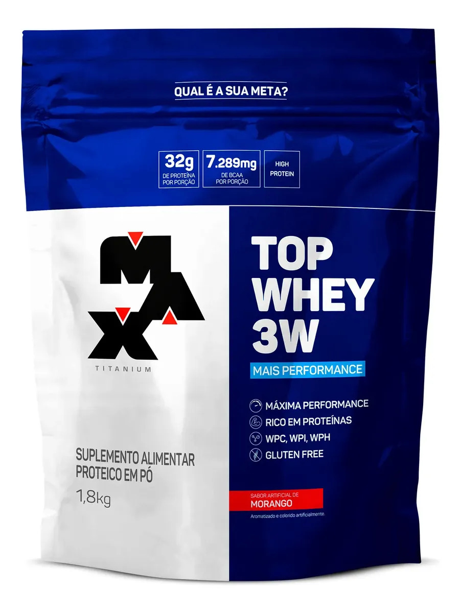 Top Whey 3w Mais Performance 1, Whey Concentrado Max Titanium 1800 g