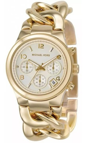 Reloj Michael Kors Mk3131 para mujer Runway, dorado de 18 quilates