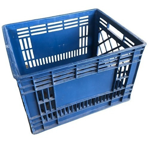 Cesta Canasta Caja Huacal Plastica Azul Y Roja 39x26x31cm