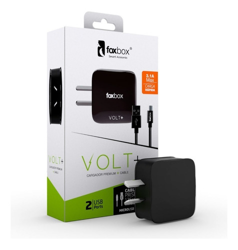 Cargador para iPhone+cable Lightning Foxbox 2 Salidas Usb 3.1a