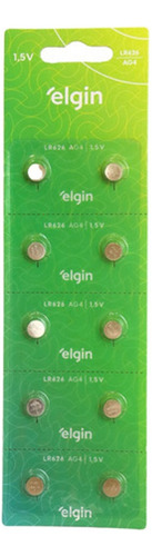 10 Bateria Lr626 Ag4 Elgin 1,5 V Pilha Alcalina Original