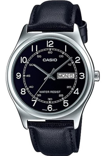 Casio Mtp-v006l-1b2 Hombres Negro Banda De Cuero Negro Númer