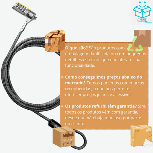 Trava De Segurança Com Senha Hp Giratória Para Notebook