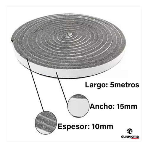 Imagen 2 de 6 de Burlete Espuma Autoadhesivo 15x10mm Rollo 5mts