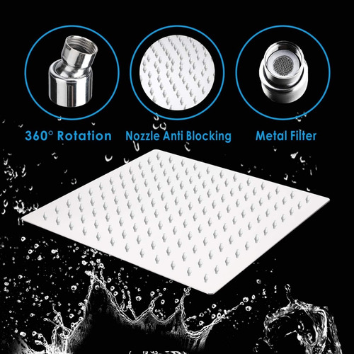 Imagen 6 de 7 de 20cm Gran Cuadrada 304 De Acero Inoxidable Ducha De Spray