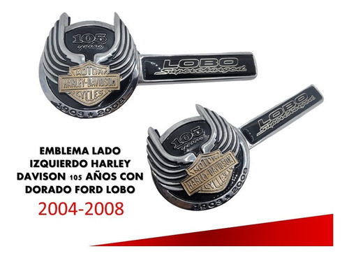 Emblema Harley Davison 105 Años Lobo 04-08 Izquierdo Dorado