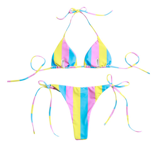 Conjunto De Bikini Tipo Vendaje Con Estampado De Hojas Para