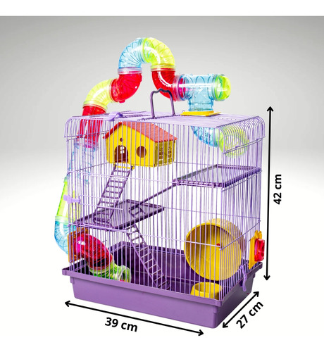 Gaiola Hamster Com Casa Grande Completa 3 Andares Tubo