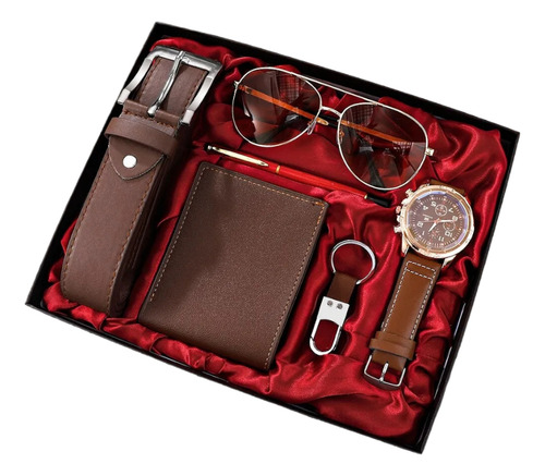 Caja Kit De Regalo Para Caballero Lentes Cartera Reloj Llave