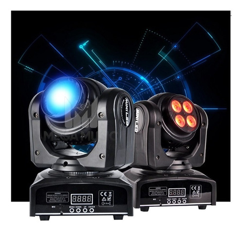 Mini Moving Doble Face 12w 4 Led Rgbw Quadriled Dmx Audio Bivolt