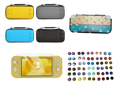 Protector Pokebolitas+ Estuche+ Vidrio + 2 Grips Switch Lite