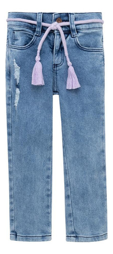 Jean Super Skinny Con Cordón Decorativo Para Bebé Niña