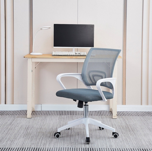 Silla De Oficina Sartmo Gris Y Blanco Këssa Muebles