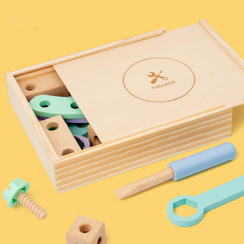 Caja De Herramientas De Reparación De Madera, Juguete Diy,