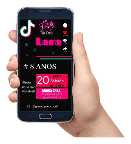 Imagem 2 de 9 de Convite De Aniversário Tik Tok Digital Whatsapp