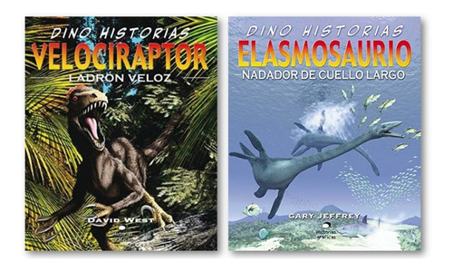 ** 2 Libros Dino Historias ** Velociraptor Elasmosaurio