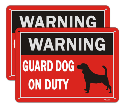 2 Letrero Guardia Advertencia Para Perro Servicio Metal 10 X