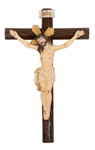 Placa De Jesús Crucificado De 13 Cm En Marmolina