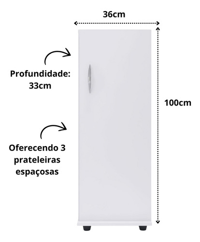 Armário Com Porta E 3 Nichos Quartos Banheiro Lavanderia