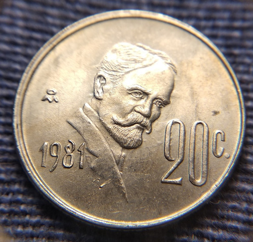 Moneda 20 Centavos 1981 Madero, Ocho Abierto.