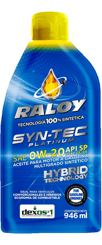 Aceite Sintético Raloy Syntec 0w20 Sp Gf6a Dexos1gen3 1 Qt