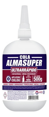 Cola Instantânea Almasuper Ultrarrápido 500g - Líquida Cor Transparente