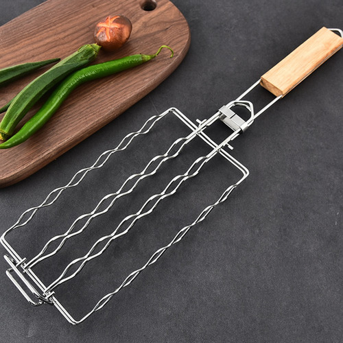 Cesta Para Asar Salchichas A La Barbacoa Con Mango De Madera