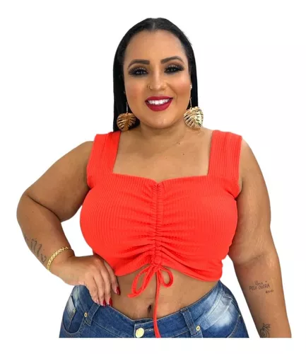 Cropped Plus Size Regata Grande Regulagem Blusa Top Gg