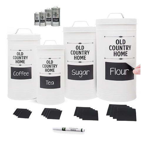 - Juego De Recipientes De Café Y Té, Azúcar Etiqueta...