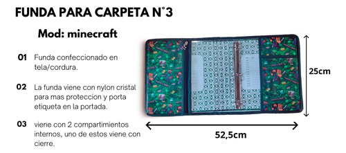 Funda Para Carpeta N°3 (estampado) Minecraft
