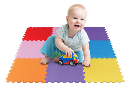 Kit 08 Peças Tapete Tatame Colorido Infantil 50x50 10mm-jk Cor Coloriso Liso