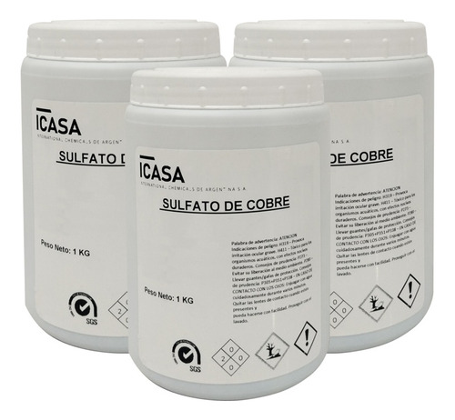 Sulfato De Cobre 3 Kg Pentahidratadopileta Fertilizante Pr