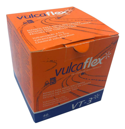 Imagem 4 de 4 de Reparo P Pneu Sem Camara 60mm Cx C 40 Pçs Vt-3 Vulcaflex