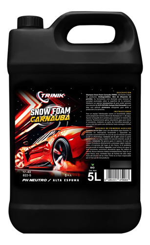 Shampoo Premium Snow Foam Con Cera Carnauba Trinik 5 L